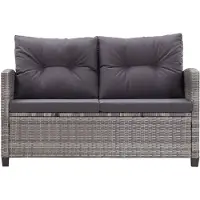 The Living Store Canapé de jardin 2 places avec coussins Gris 124 cm Poly rotin