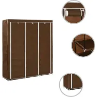 The Living Store Armoire avec compartiments et tringles Marron 150x45x175cm Tissu