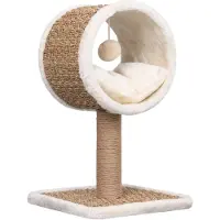 The Living Store Arbre à chat avec tunnel et jouets 56 cm Herbe de mer