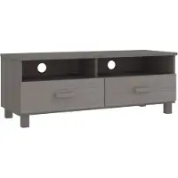 The Living Store Armoire TV HAMAR gris clair 106x40x40 cm Pin massif