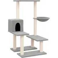 The Living Store Arbre à chat avec colonnes à griffer en sisal Gris clair 94,5 cm