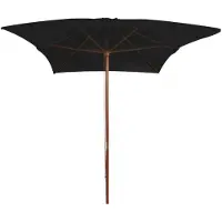 The Living Store Parasol avec mât en bois Noir 200x300 cm