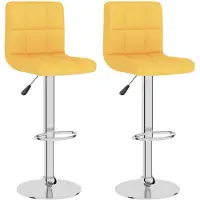 The Living Store Tabouret de bar 2 pcs. Tissu jaune moutarde