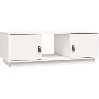 The Living Store Table basse blanche 100x50x35 cm pin massif