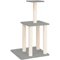 The Living Store Arbre à chat avec colonnes à griffer en sisal Gris clair 85,5 cm