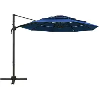 The Living Store Parasol avec mât en aluminium 4 couches bleu azur 3x3 m