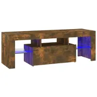 The Living Store Armoire TV avec lampes LED Chêne fumé 120x35x40 cm