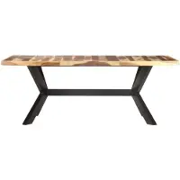 The Living Store Table de salle à manger 200x100x75 cm en bois massif couleur miel