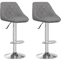 The Living Store Tabouret de bar 2 pcs. Simili cuir gris