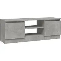 The Living Store Armoire TV avec porte gris béton 102x30x36 cm