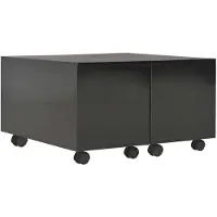 The Living Store Table basse noir brillant 60x60x35 cm bois composite