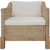 The Living Store Fauteuil avec coussins en rotin naturel