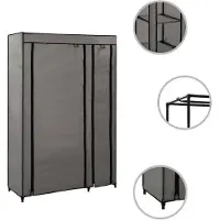The Living Store Armoire pliante Gris 110x45x175 cm Tissu