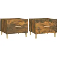 The Living Store Tables basses 2 pcs. Chêne fumé 50x50x40 cm Bois composite