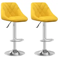 The Living Store Tabouret de bar 2 pcs. Velours jaune moutarde