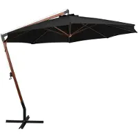 The Living Store Parapluie avec mât noir 3,5x2,9 m Sapin massif