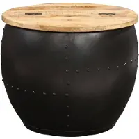 The Living Store Table basse ronde 53×43 cm en bois massif de manguier