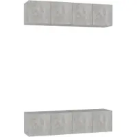 The Living Store Armoires TV 4 pcs. Gris béton 60x30x30 cm Bois composite