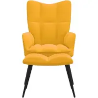 The Living Store Fauteuil relax avec pouf jaune moutarde velours