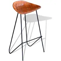 The Living Store Tabouret de bar 2 pcs. noir et marron cuir véritable