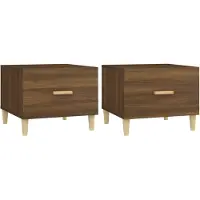 The Living Store Tables basses 2 pcs. Chêne brun 50x50x40 cm Matériau dérivé du bois