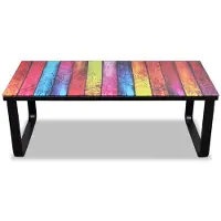 The Living Store Table basse avec motif arc-en-ciel Plateau en verre