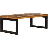 The Living Store Table basse 100x50x35 cm Vieux bois et acier