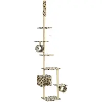The Living Store Arbre à chat avec griffoirs en sisal 260 cm Beige Motif pattes