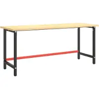 The Living Store bâti d'établi noir mat et rouge mat 180x57x79 cm métal