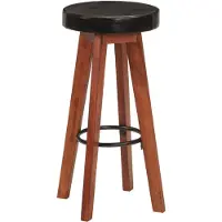 The Living Store Tabouret de bar 2 pcs. Cuir véritable et bois massif d'acacia