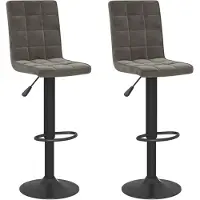 The Living Store Tabouret de bar 2 pcs. Velours gris foncé