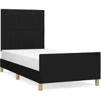 The Living Store Cadre de lit avec tête de lit Noir 90x200 cm Tissu