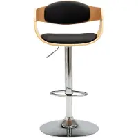The Living Store Tabouret de bar noir bois courbé et similicuir