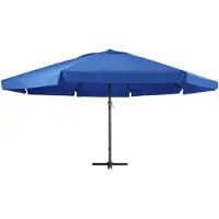 The Living Store Parasol avec mât en aluminium 500 cm bleu azur