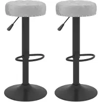 The Living Store Tabouret de bar 2 pcs. Velours gris