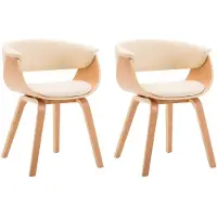 The Living Store Chaises de salle à manger 2 pcs. Crème Bois courbé et similicuir