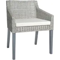 The Living Store Chaise de salle à manger avec coussin 2 pcs. Gris Naturel Rotin