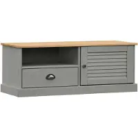 The Living Store Armoire TV VIGO Gris 106x40x40 cm Pin massif