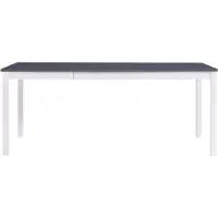 The Living Store Table de salle à manger blanche et grise 180 x 90 x 73 cm en bois de pin
