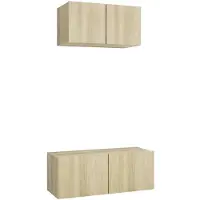 The Living Store Ensemble de 2 meubles TV Chêne Sonoma Matériau dérivé du bois