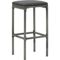 The Living Store Tabouret de bar avec coussin 6 pcs. Gris Poly Rattan