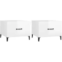 The Living Store Tables basses avec pieds en métal 2 pcs. Blanc brillant 50x50x40 cm