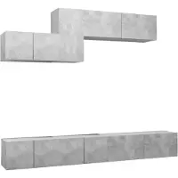 The Living Store Ensemble de 6 meubles TV gris béton en bois composite
