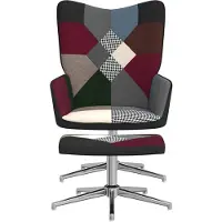 The Living Store Fauteuil relax avec pouf Patchwork Tissu