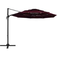 The Living Store Parasol avec mât en aluminium 4 couches rouge bordeaux 3x3 m