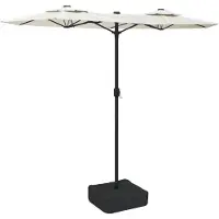 The Living Store double parasol avec LEDs blanc sable 316x240 cm