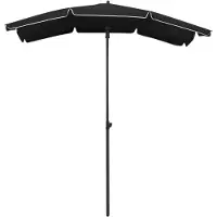 The Living Store Parasol avec mât 200x130 cm noir