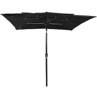 The Living Store Parasol avec mât en aluminium 3 couches noir 2,5x2,5 m