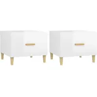The Living Store Tables basses 2 pcs. Blanc brillant 50x50x40 cm Bois composite