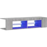 The Living Store Armoire TV avec lampes LED Gris Sonoma 135x39x30 cm